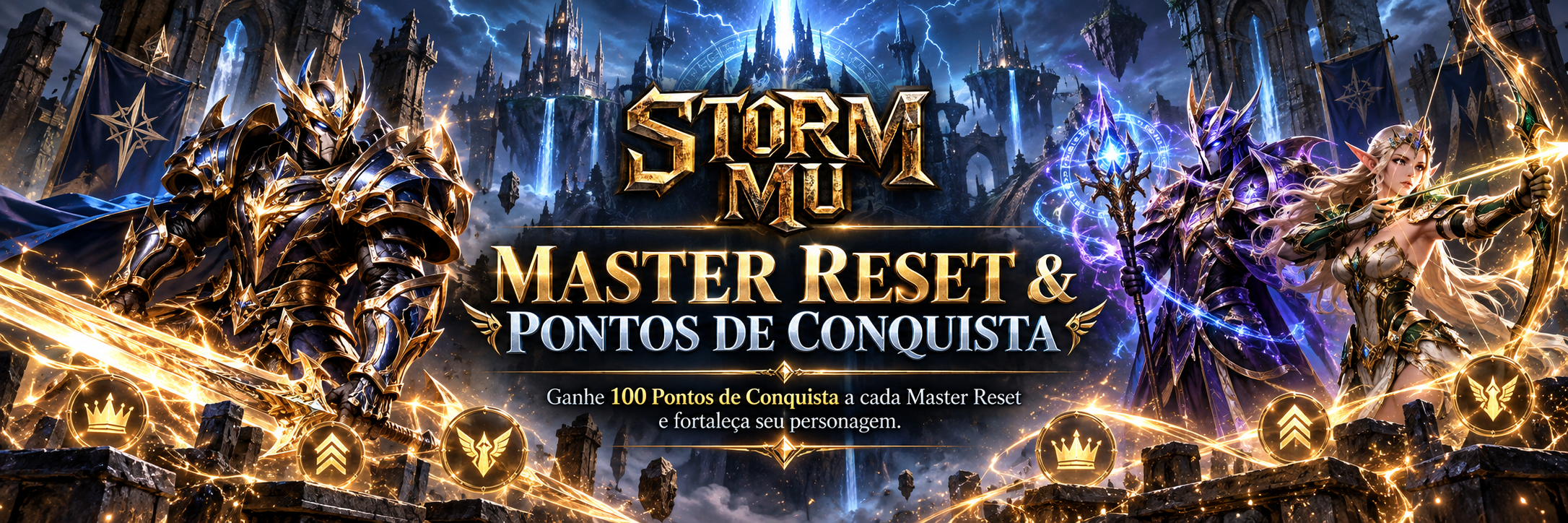 Banner Master Reset e Pontos de Conquista StormMu