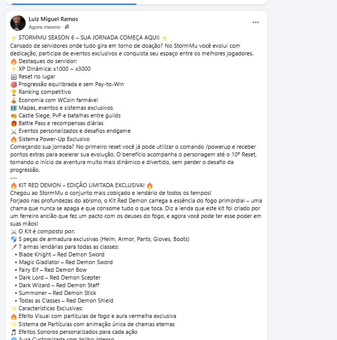 Última divulgação